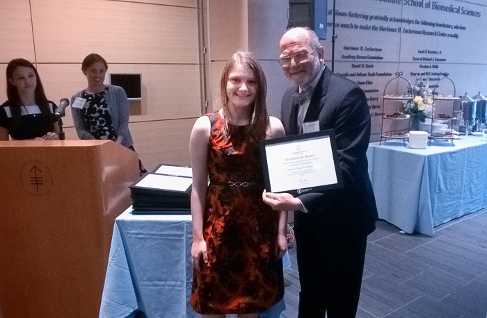 Nastassja receiving award at MSK reception